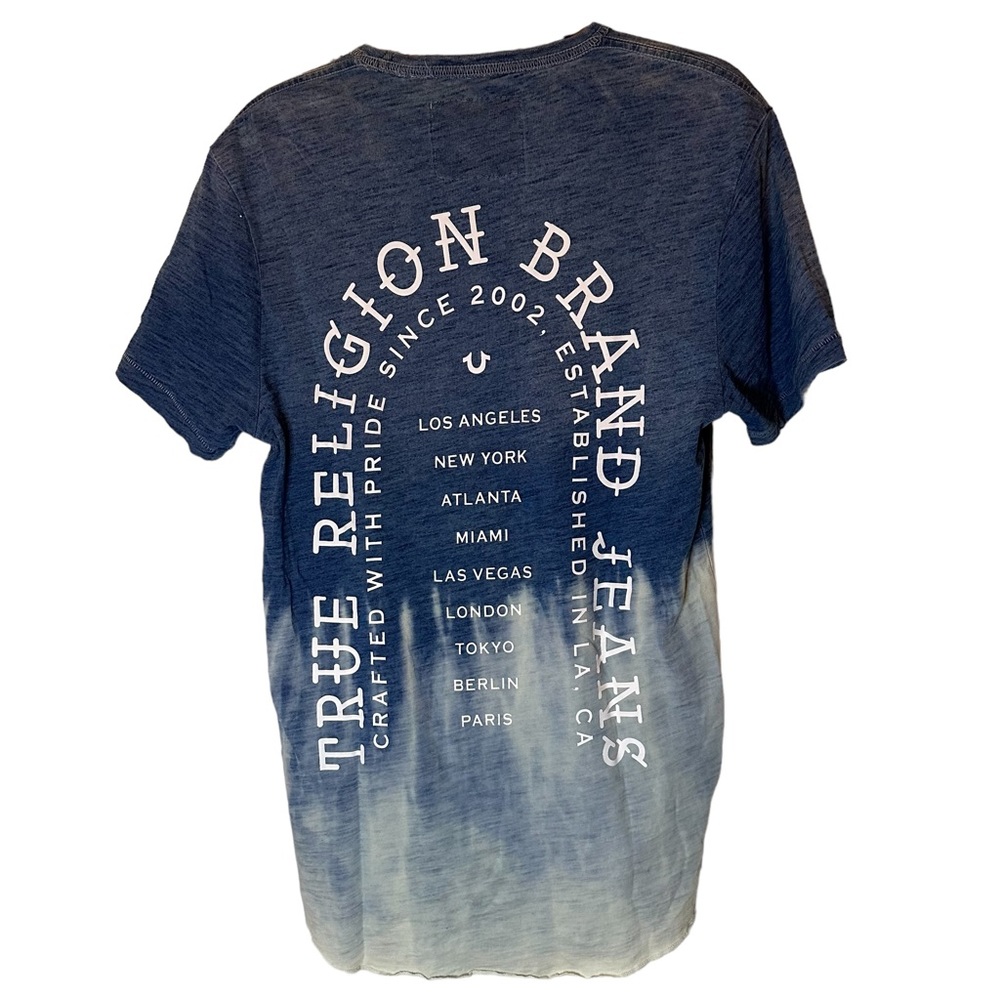 True Religion Men’s Short Sleeve Blue Tie Dyed Tee Shirt size Medium